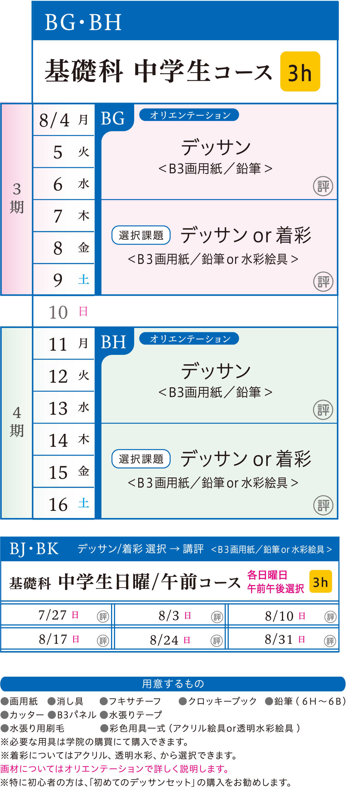 基礎科 中学生コース カリキュラム