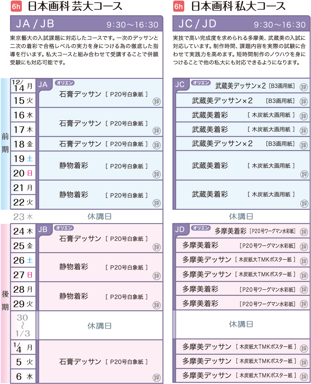 日本画科 カリキュラム