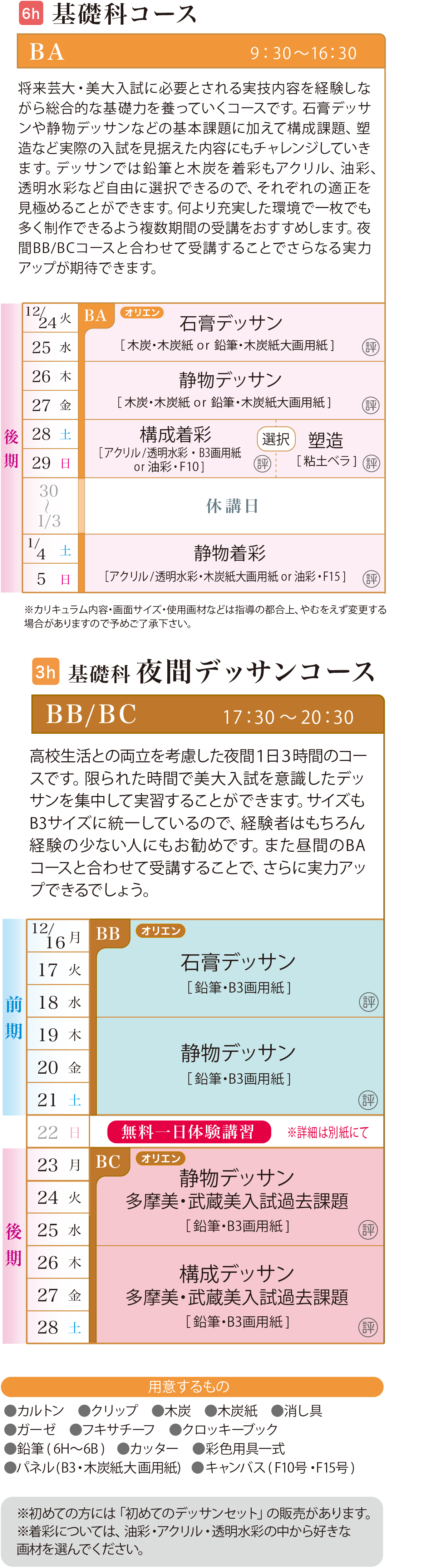 基礎科 カリキュラム