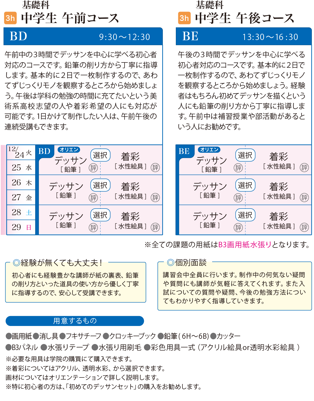 基礎科 中学生コース カリキュラム