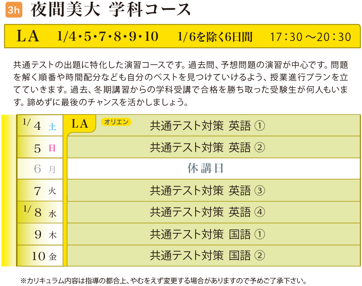 学科 カリキュラム