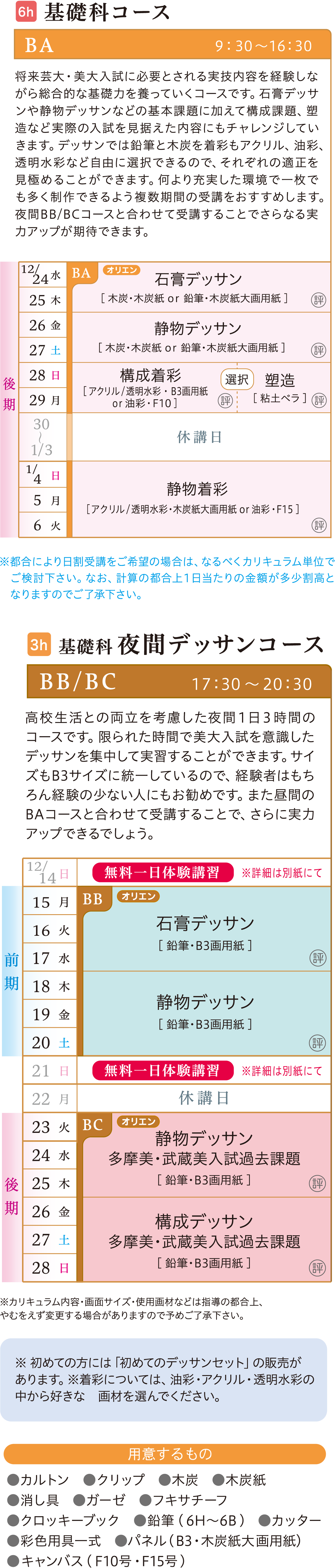 基礎科 カリキュラム