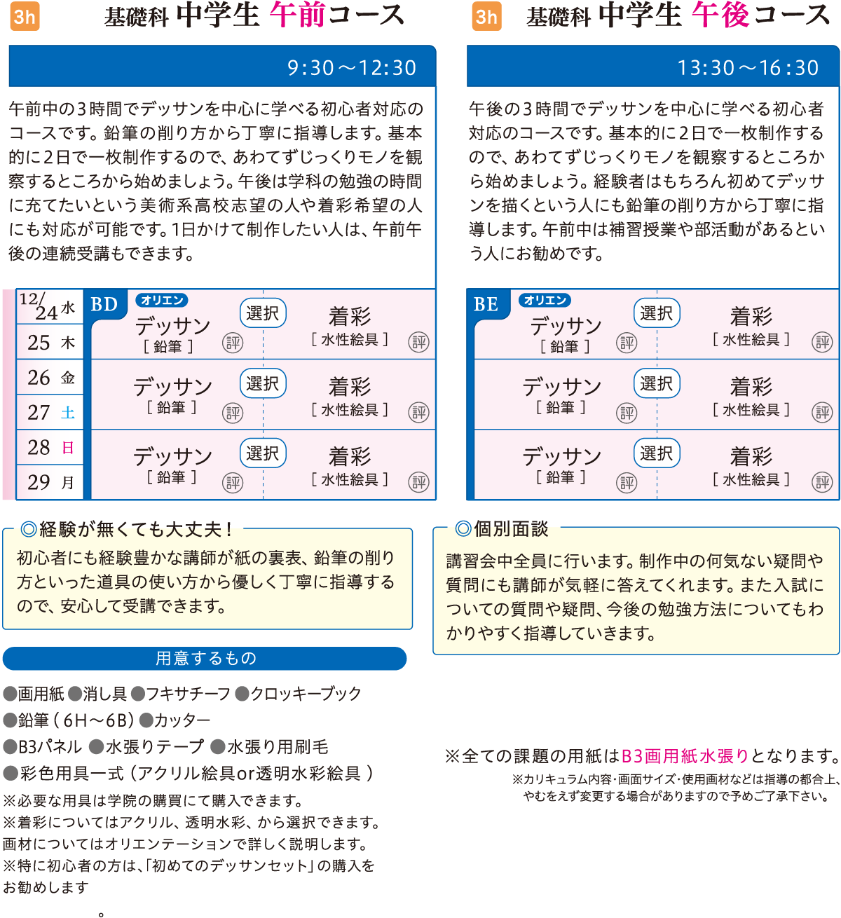 基礎科 中学生コース カリキュラム