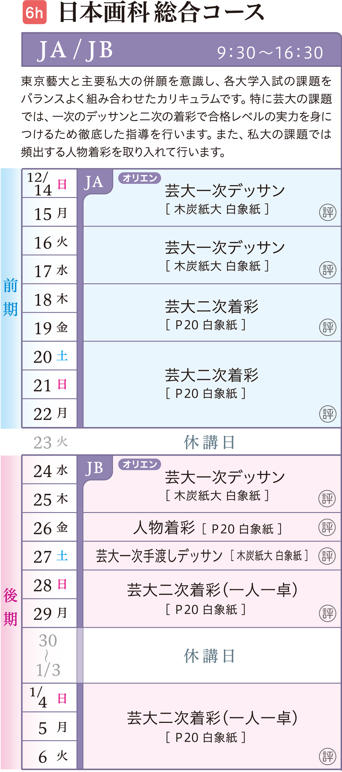 日本画科 カリキュラム