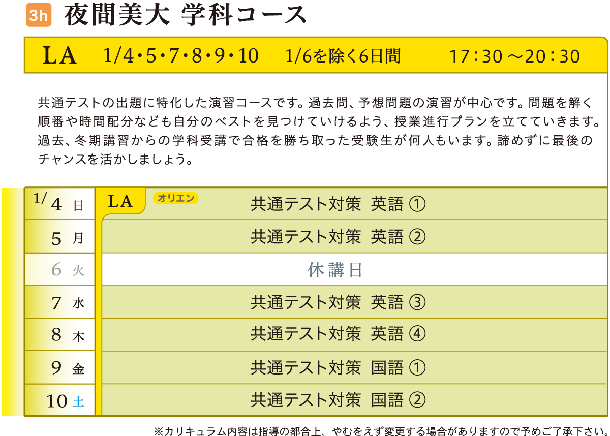 学科 カリキュラム