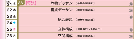 AA建築科夜間総合コースカリキュラム