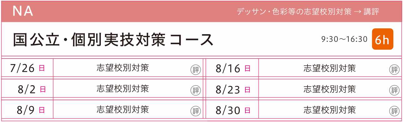国公立・個別実技対策コースカリキュラム