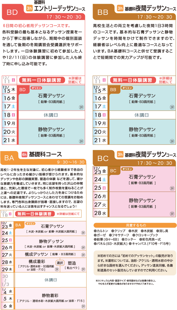 基礎科 カリキュラム